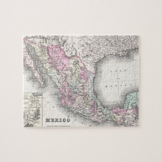  kaart van Mexico (1855) Legpuzzel (Horizontaal)