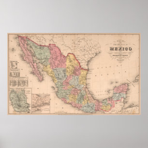  kaart van Mexico (1859) Poster