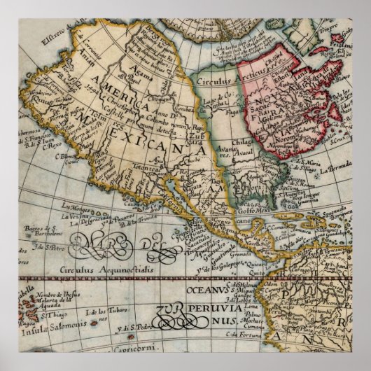 Kaart van Mexico-Amerika Poster (Voorkant)