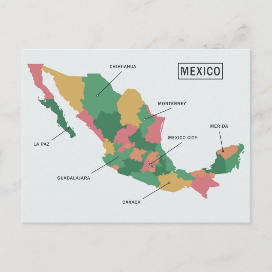 Kaart van Mexico-briefkaart (Voorkant)