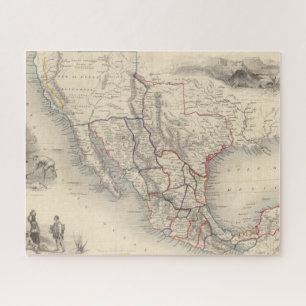 Kaart van Mexico, Californië en Texas Legpuzzel
