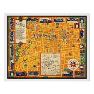  kaart van Mexico City and Valley 1935 Perfect Poster