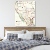 Kaart van Mexico en Californië Canvas Afdruk (Insitu (Slaapkamer))