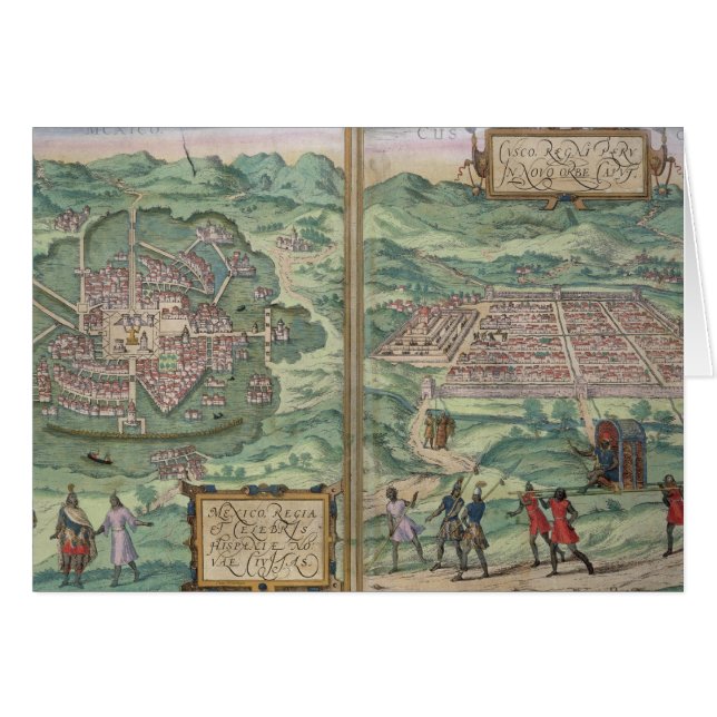 Kaart van Mexico en Cuzco, uit 'Civitates Orbis Te (Voorkant Horizontaal)