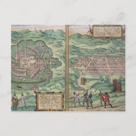 Kaart van Mexico en Cuzco, uit 'Civitates Orbis Te (Voorkant)