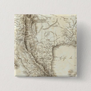 Kaart van Mexico en de buurlanden Vierkante Button 5,1 Cm