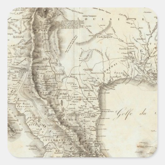 Kaart van Mexico en de buurlanden Vierkante Sticker (Voorkant)