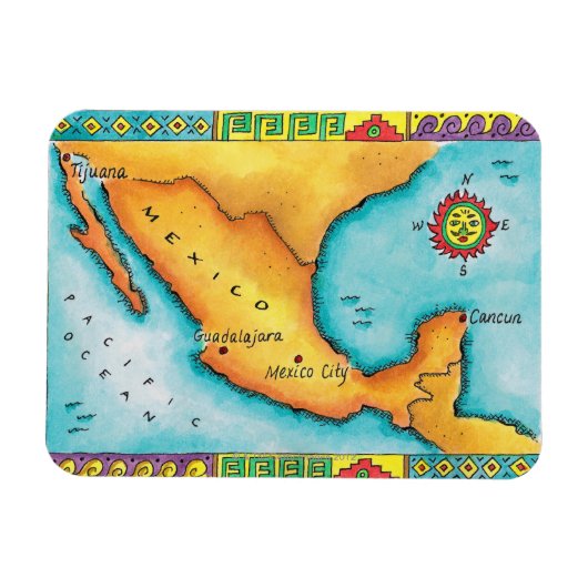 Kaart van Mexico Magneet (Horizontaal)