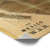 Kaart van Mexico met de zetel van de oorlog Poster (Hoek)