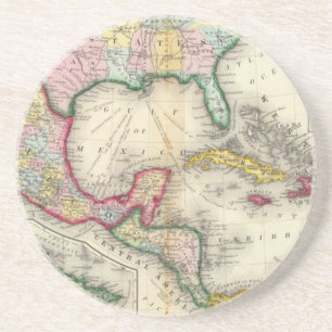 Kaart van Mexico, Midden-Amerika Zandsteen Onderzetter