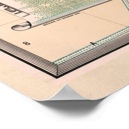 kaart van Mexico-stad (1886) Poster (Hoek)