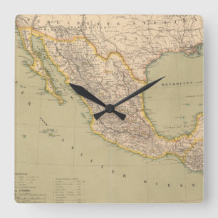 Kaart van Mexico Vierkante Klok