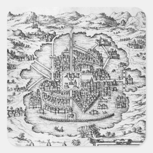 Kaart van Mexico Vierkante Sticker (Voorkant)