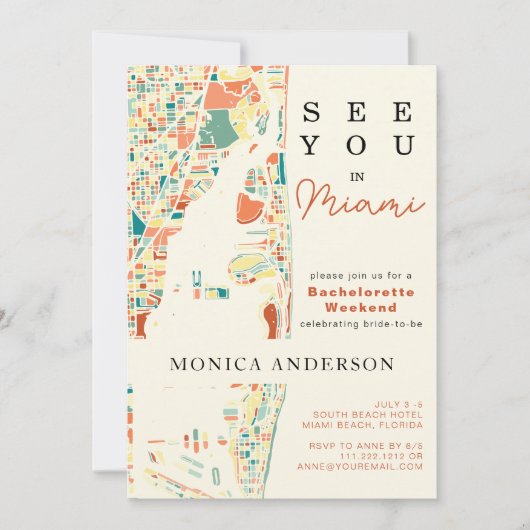 Kaart van Miami Beach Bachelorette Weekend (Voorkant)