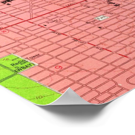  kaart van Miami Florida (1950) 2 Poster (Hoek)