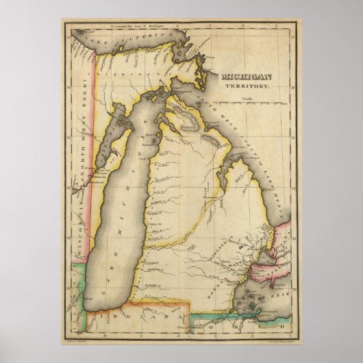 kaart van Michigan (1822) Poster (Voorkant)