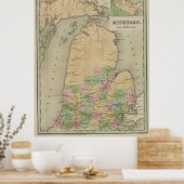 kaart van Michigan (1838) Poster (Keuken)