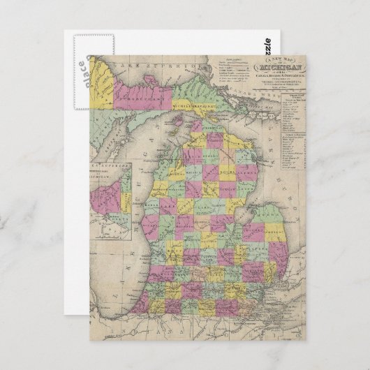  kaart van Michigan (1853) (Voorkant / Achterkant)