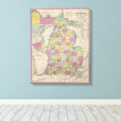  kaart van Michigan (1853) Canvas Afdruk (Insitu (Houten vloer))