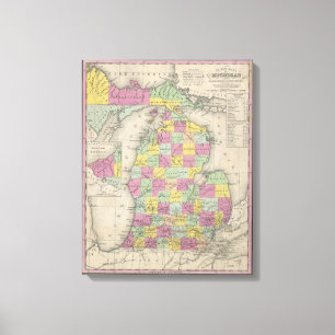  kaart van Michigan (1853) Canvas Afdruk