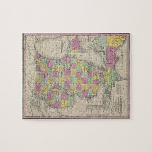 kaart van Michigan (1853) Legpuzzel (Horizontaal)