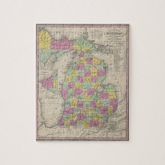 kaart van Michigan (1853) Legpuzzel (Verticaal)