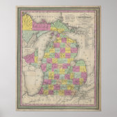  kaart van Michigan (1853) Poster (Voorkant)
