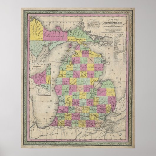  kaart van Michigan (1853) Poster (Voorkant)