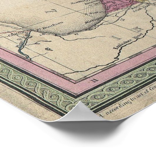  kaart van Michigan (1853) Poster (Hoek)