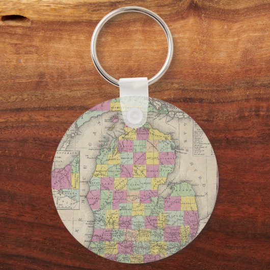  kaart van Michigan (1853) Sleutelhanger (Voorkant)