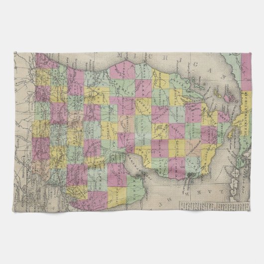  kaart van Michigan (1853) Theedoek (Horizontaal)