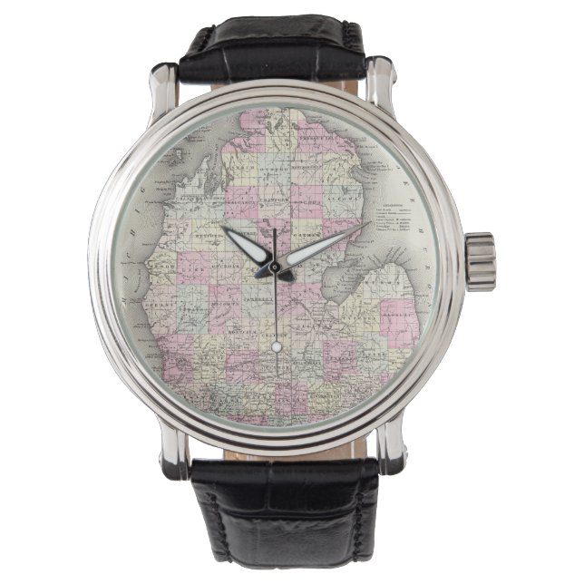 kaart van Michigan (1855) Horloge (Voorkant)