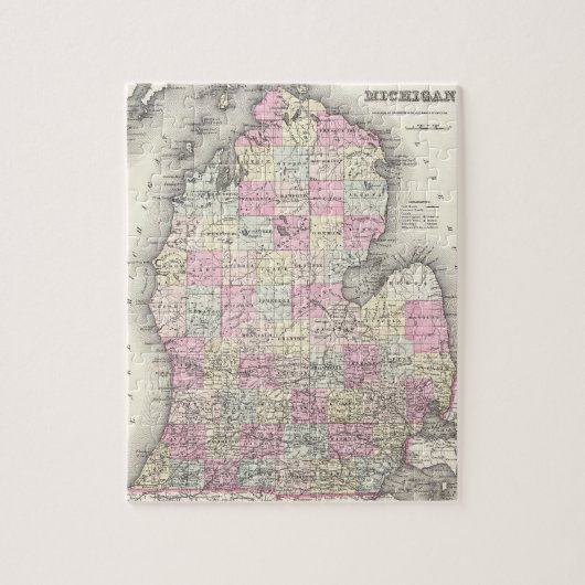  kaart van Michigan (1855) Legpuzzel (Verticaal)