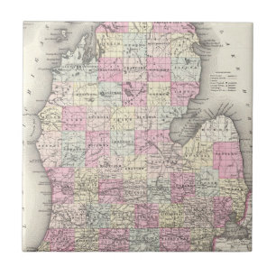 kaart van Michigan (1855) Tegeltje