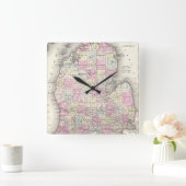 kaart van Michigan (1855) Vierkante Klok (Huis)