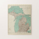  kaart van Michigan (1888) Legpuzzel (Verticaal)