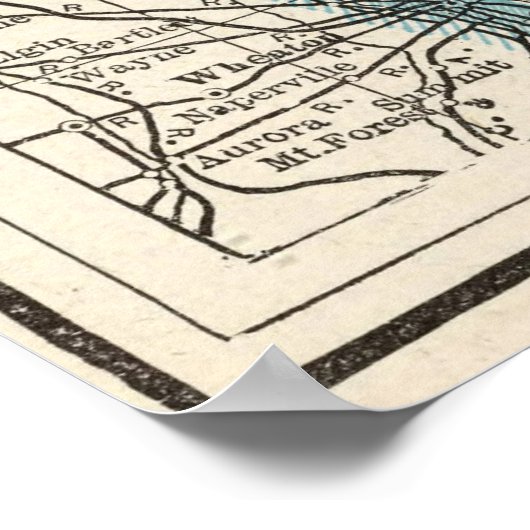 kaart van Michigan (1893) Poster (Hoek)