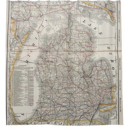  kaart van Michigan (1901) 3 Douchegordijn (Voorkant)