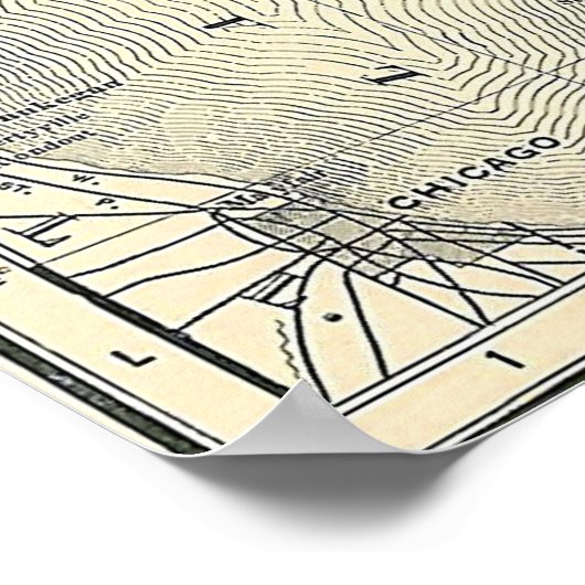  kaart van Michigan (1901) Poster (Hoek)