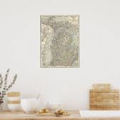 Kaart van Michigan 1901 Poster (Keuken)