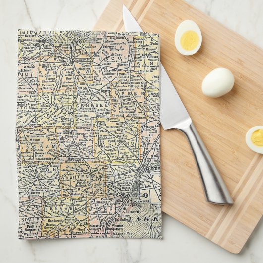  kaart van Michigan (1901) Theedoek (Quarter Fold)