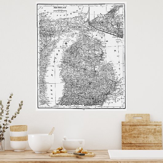  kaart van Michigan (1909) Poster (Keuken)