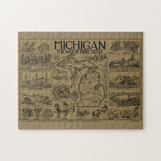 kaart van Michigan (1912) - Tan Legpuzzel (Horizontaal)
