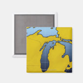 Kaart van Michigan 2 Magneet (Voorkant / Achterkant)