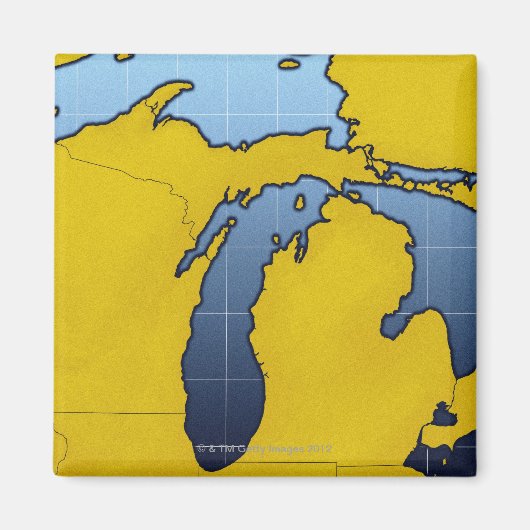 Kaart van Michigan 2 Magneet (Voorkant)
