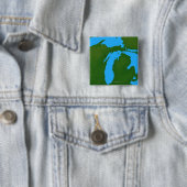 Kaart van Michigan 3 Vierkante Button 5,1 Cm (In situ)