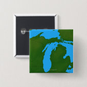 Kaart van Michigan 3 Vierkante Button 5,1 Cm (Voorkant /achterkant)
