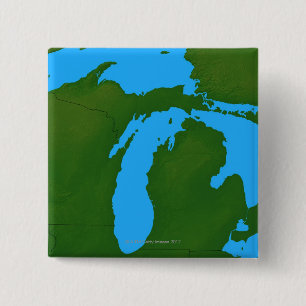 Kaart van Michigan 3 Vierkante Button 5,1 Cm