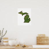 Kaart van Michigan 4 Poster (Keuken)
