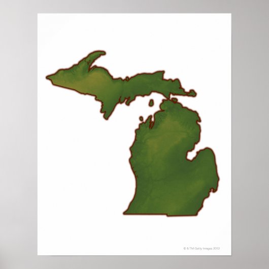 Kaart van Michigan 4 Poster (Voorkant)